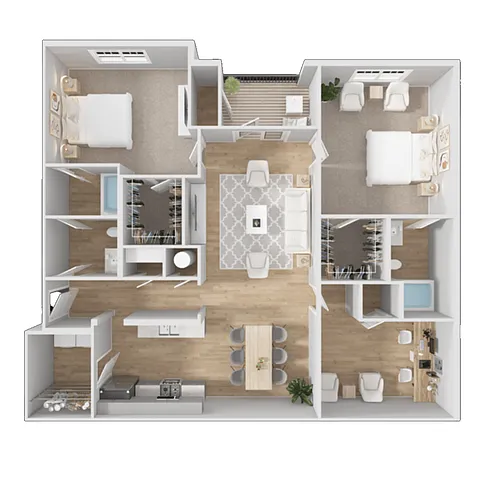 Floor plan Two Bedroom with Study