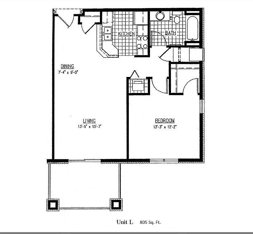 Floor plan One Bed Ranch L