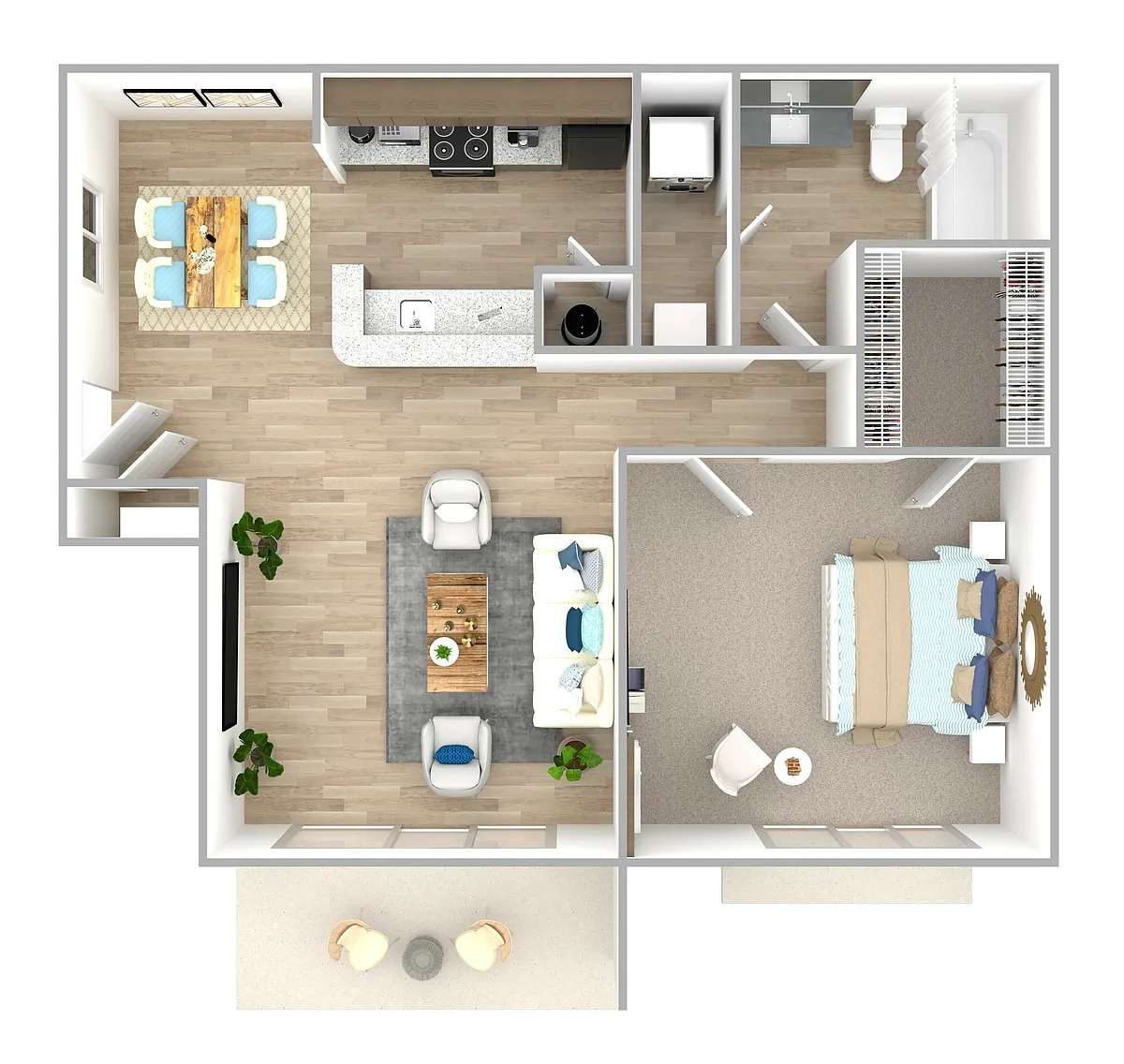 Floor plan A1 - 1 Bedroom, 1 Bathroom