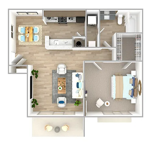 Floor plan A1 - 1 Bedroom, 1 Bathroom