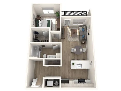Floor plan 1x1 Bedroom B2-B