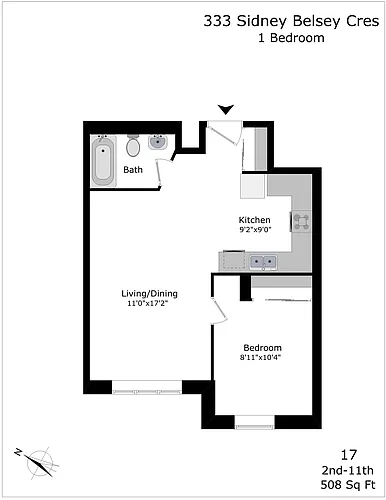 Floor plan 1 Bedroom - unit 217