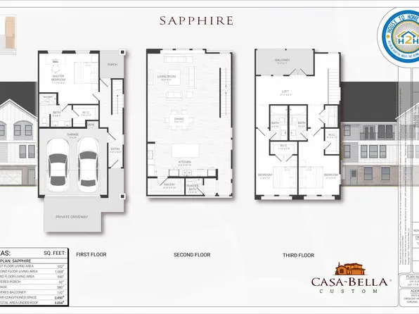 Sapphire Plan, Crescent Heights Luxury Townhomes