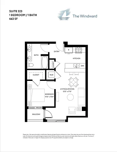 Floor plan 1 Bed/1 Bath