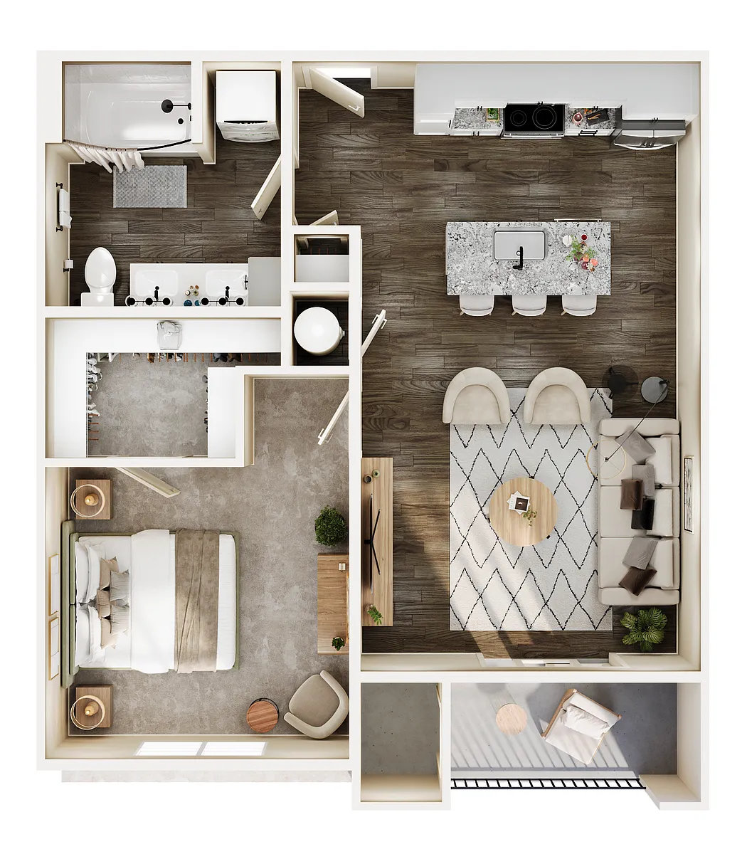 Floor plan 1 Bed/1 Bath