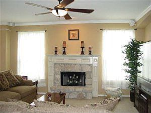 Large family room with beautiful fireplace