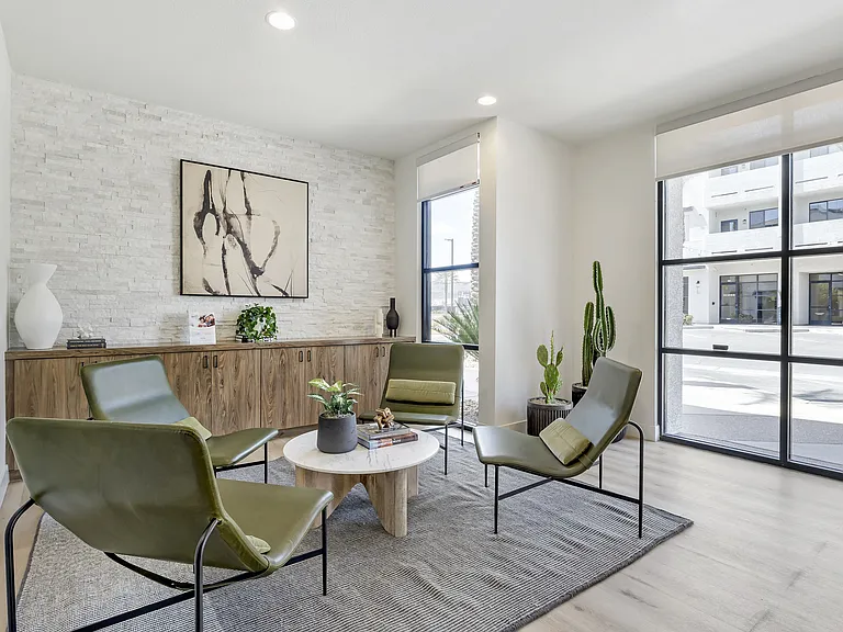 The leasing office at The Michael B offers a warm and welcoming atmosphere, designed to make every visitor feel at ease.