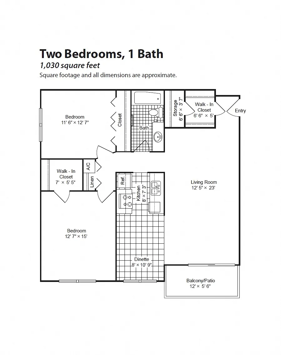 Floor plan 2 Bedroom 1 Bath