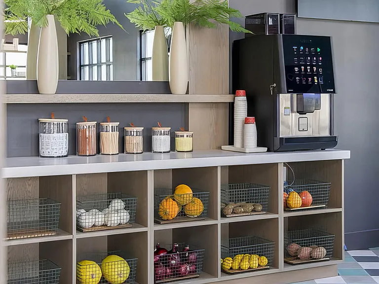 Public coffee machine with all the fixings