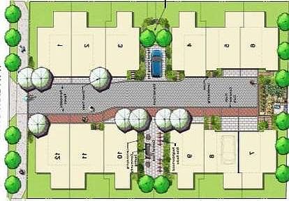12 unit community with friendly neighbors and community garden beds .