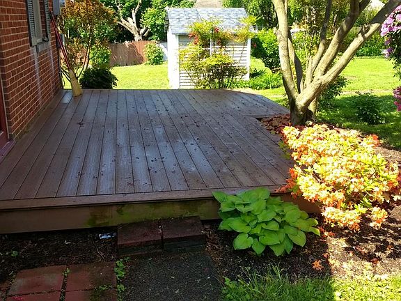 side patio and landscaping