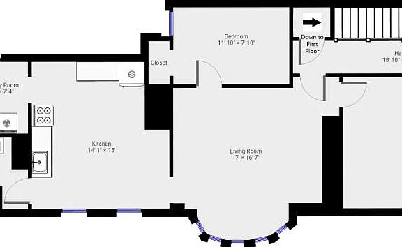 Main Level of Apartment Unit B (2nd Floor of Building)