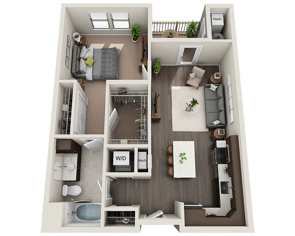 Floor plan One Bedroom A1E