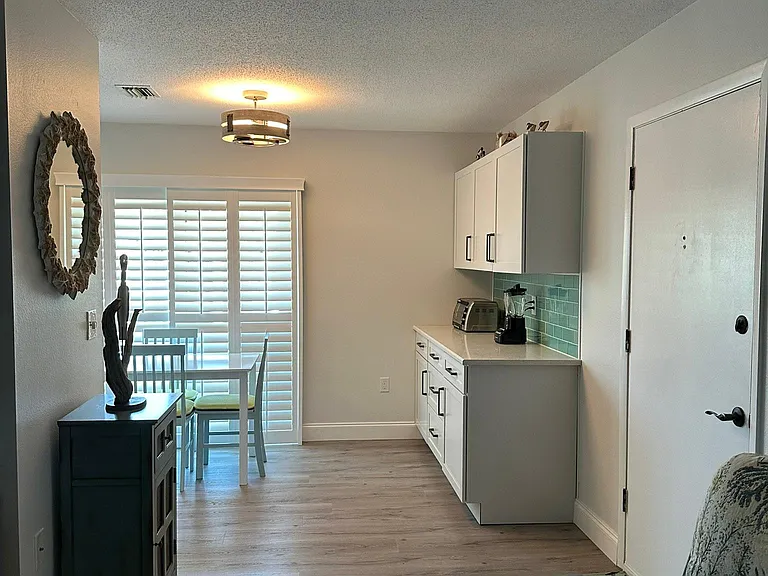 View from Family Room into Kitchen