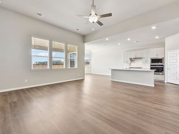 Kitchen, Living Room, and Dining Room