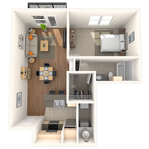 Floor plan Traditional 1x1 622 SF
