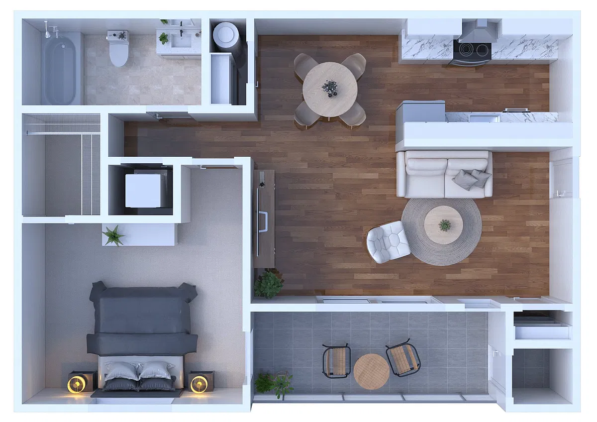 Floor plan 1 Bed 1 Bath | Renovated