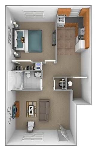Floor plan 1 Bedroom 1 Bath