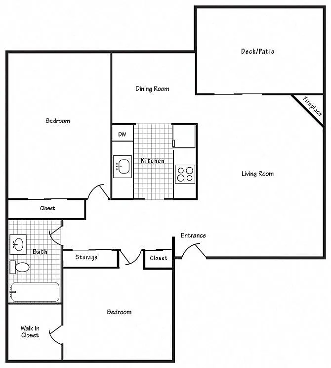 Floor plan 2x1 850 SF - B