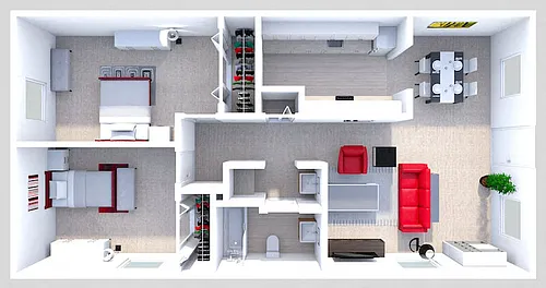 Floor plan TA 2 Bed 1 Bath