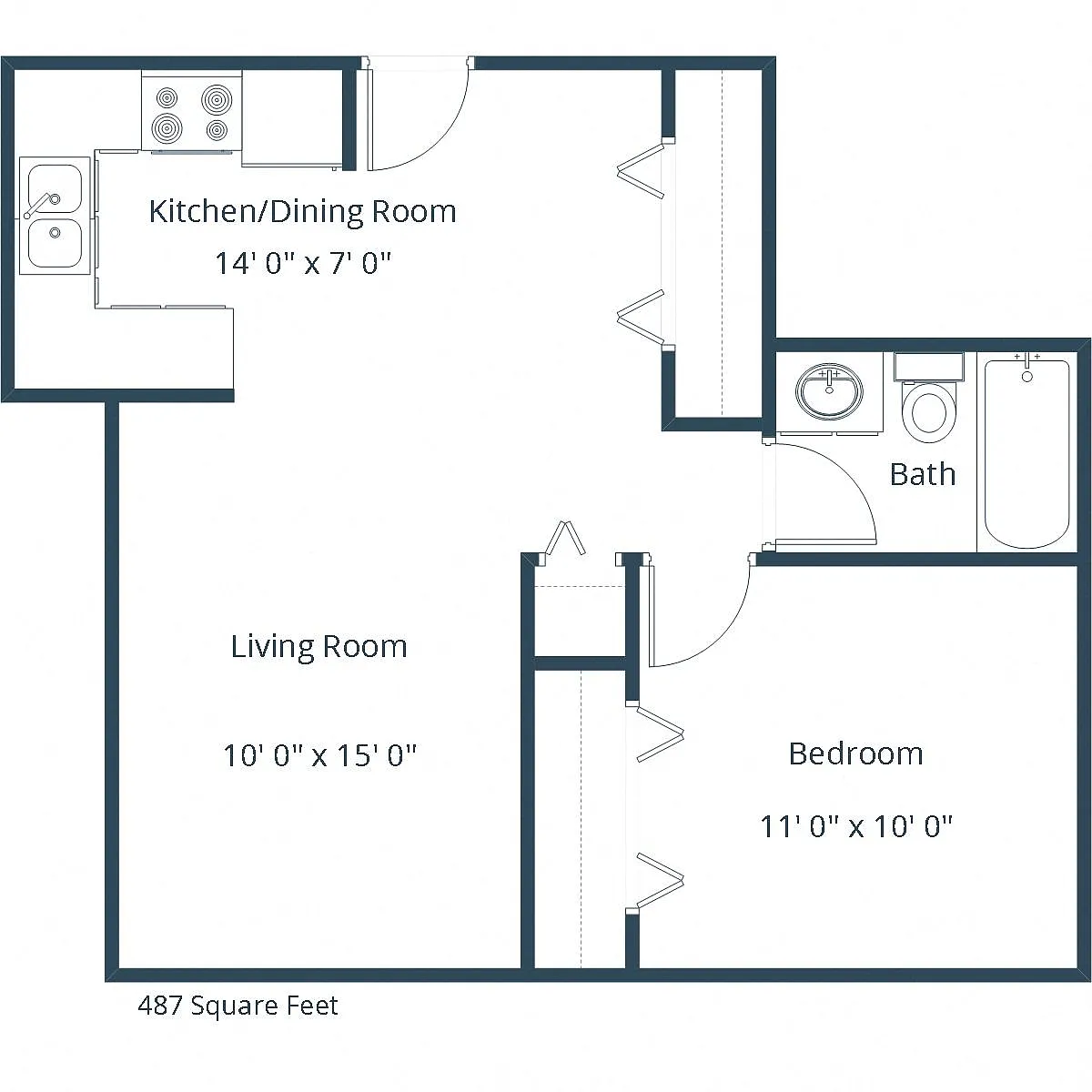 Floor plan One Bedroom 11C
