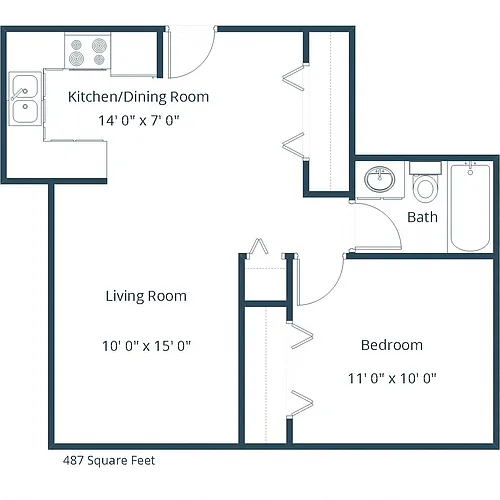 Floor plan One Bedroom 11C