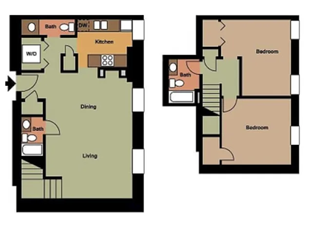 Floor plan 2 Bed / 2 1/2 Bath