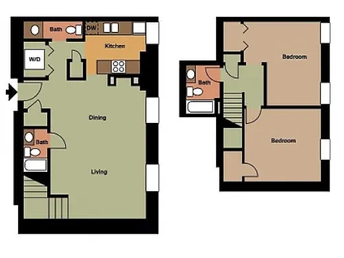 Floor plan 2 Bed / 2 1/2 Bath