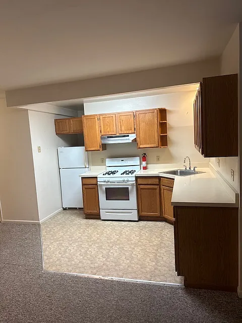 Nice open kitchen with plenty of counter space available.