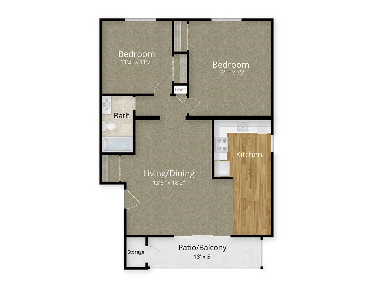 Floor plan 2 Bed x 1 Bath