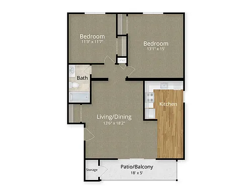 Floor plan 2 Bed x 1 Bath
