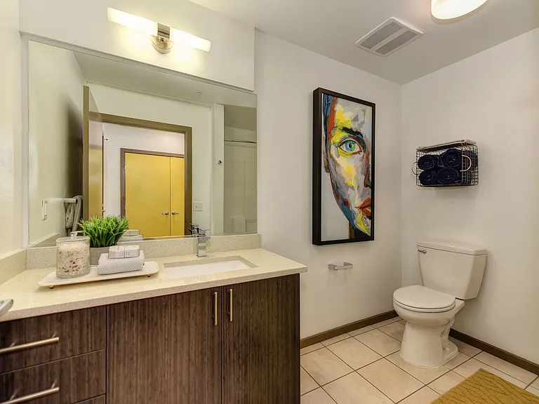 Bathroom with Dark Cabinents
