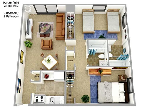 Floor plan 2 Bedroom 2 Bathroom Mall