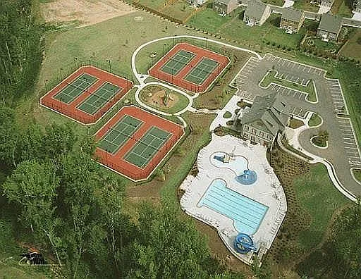 Two tennis courts recently updated to basketball and pickleball courts.