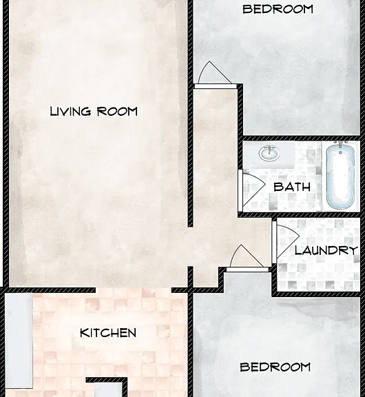 2x1 Flat Floorplan Diagram