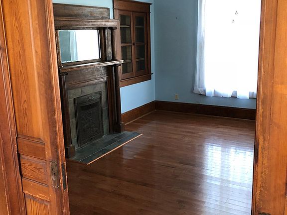 Living room with lovely pocket doors.