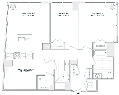 Floor plan 3 BED 2 BATH 1330 RSF