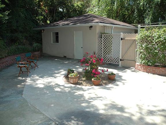 Rear patio and garage
