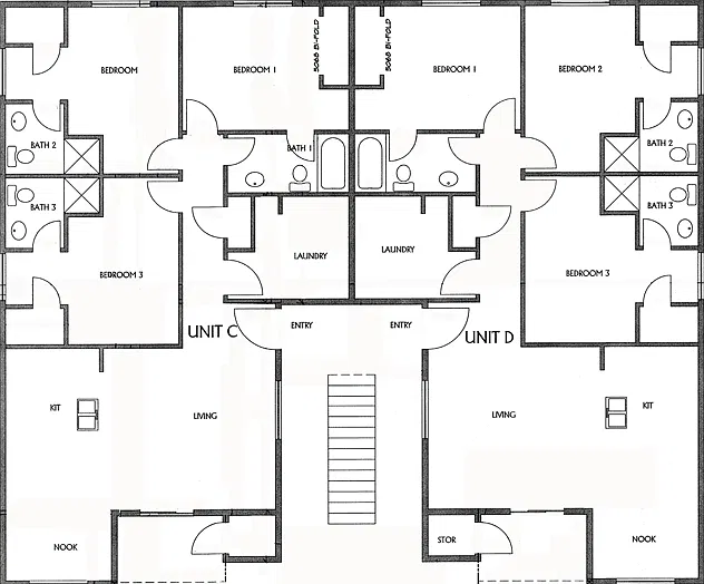 My Management Company Robbins Ave Apartments for Rent 3 Bedroom 3 Bath Floor Plan Units 3 & 4_08242018