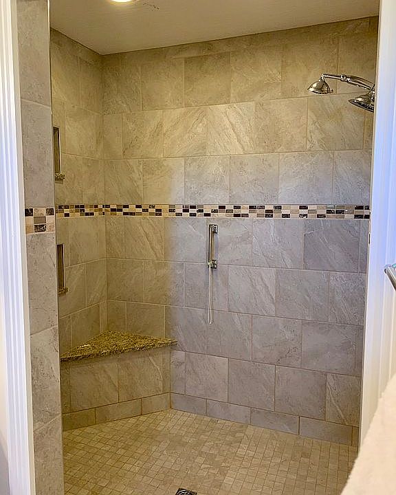 Master suite tiled shower 