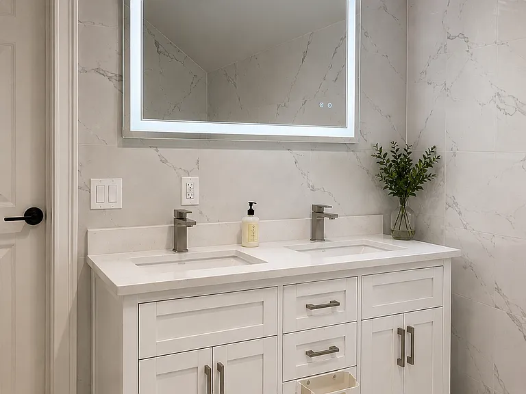 2nd floor bath, renovated double sink bath