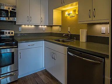Kitchen with under counter lights