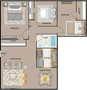 Floor plan 3-BR50%