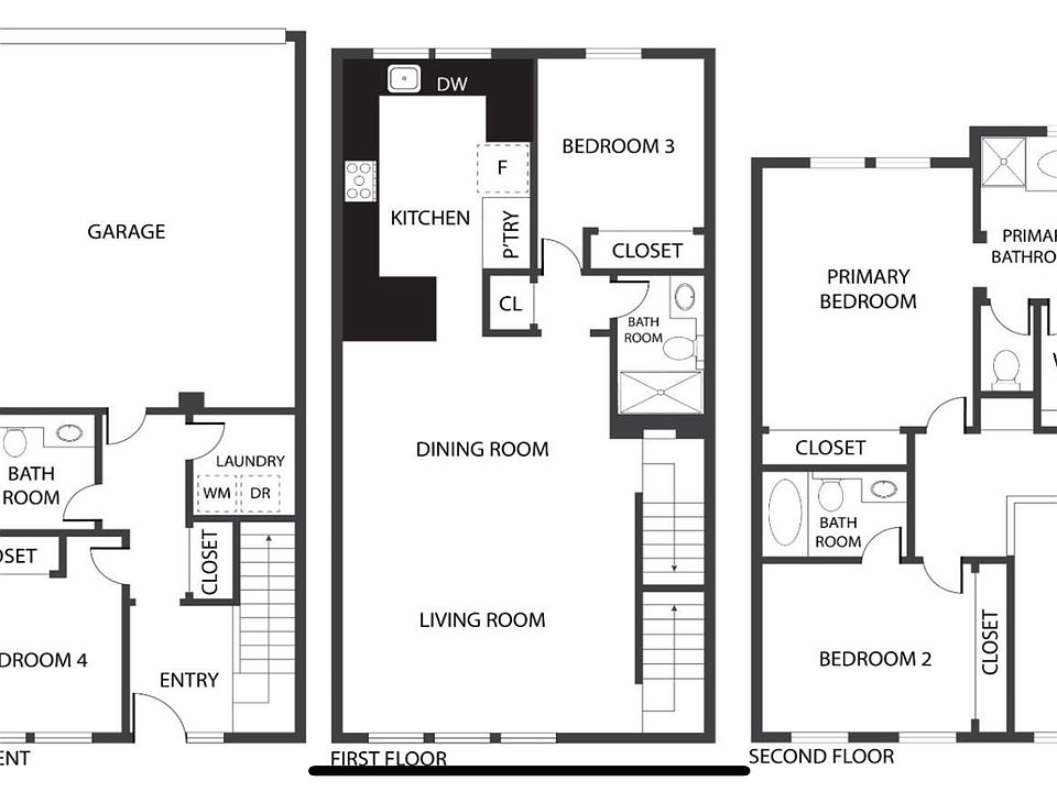 Floor plan of all three levels