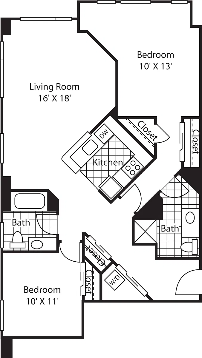 Floor plan Two Bedroom 1135