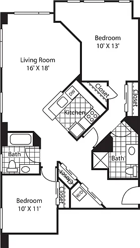 Floor plan Two Bedroom 1135