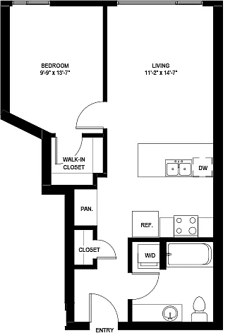 Floor plan One Bedroom A2