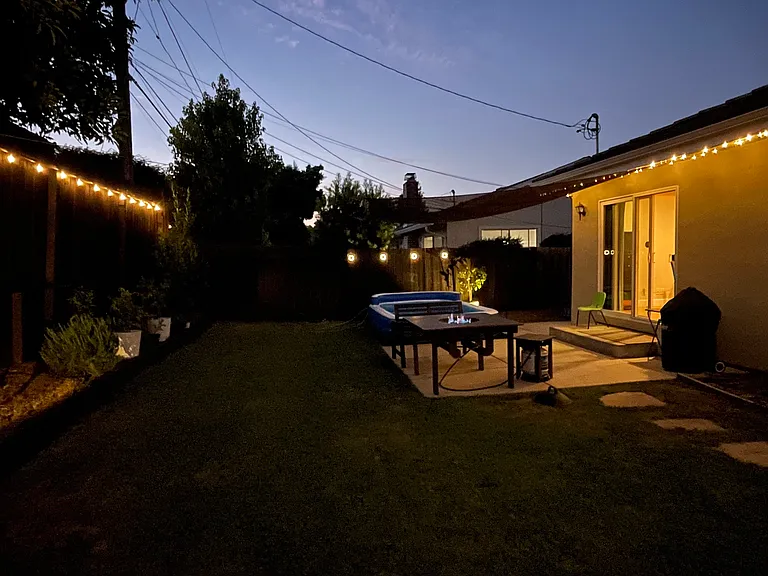 Fully powered outdoor living space with 5 spigots ready for open-air entertainment, lighting and sound system.