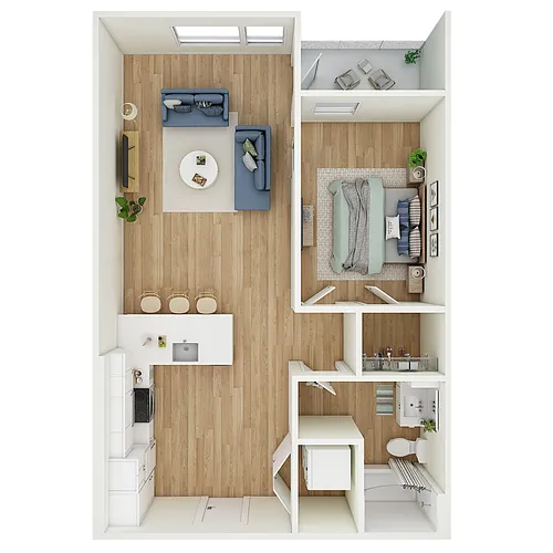 Floor plan 1 Bed 1 Bath - MFTE - a69.1
