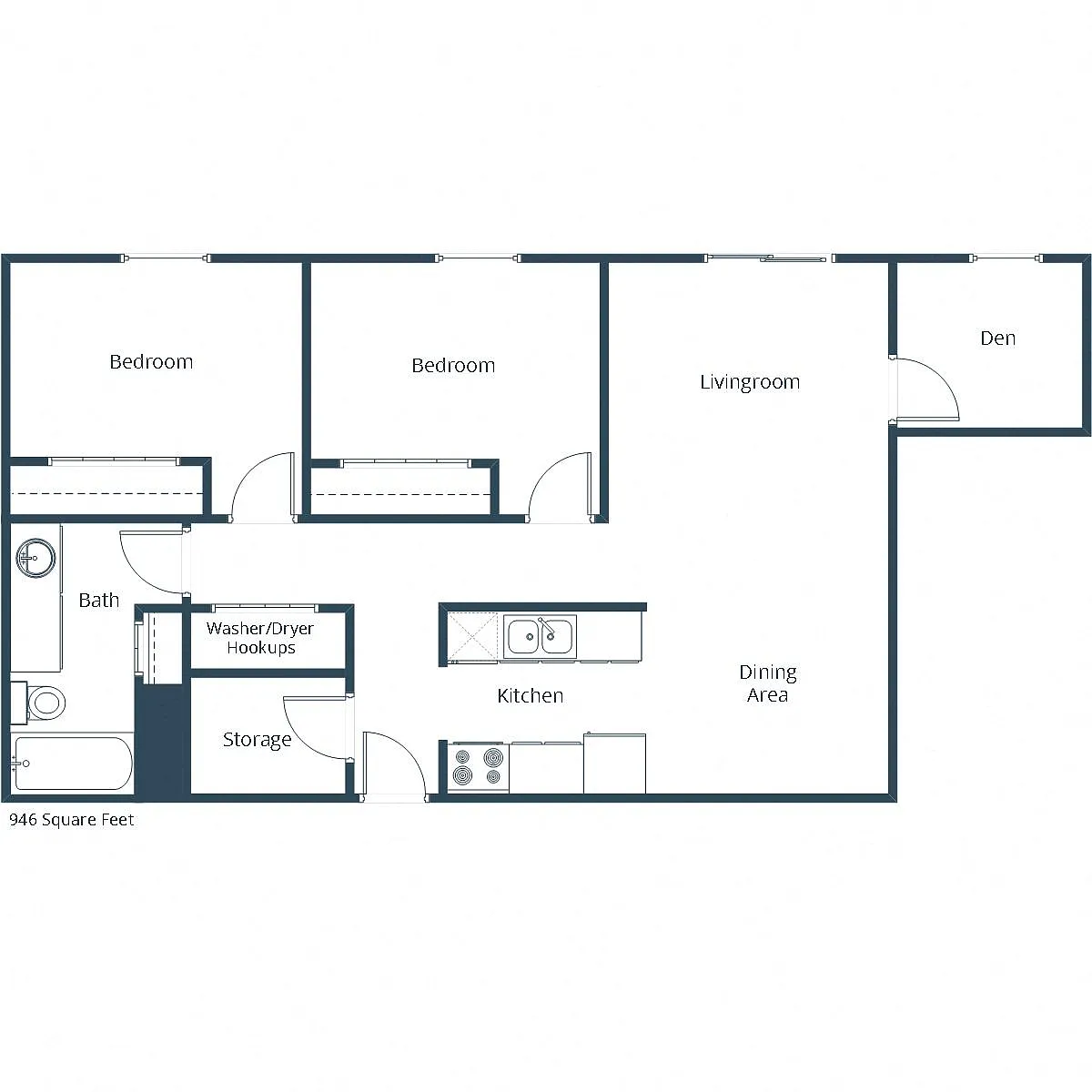 Floor plan Two Bedroom 21DA
